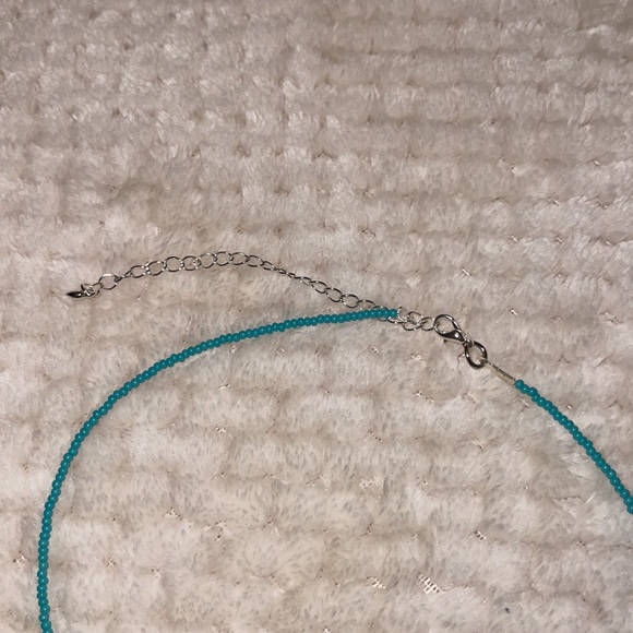 Turquoise hand-made beaded necklace adjustable - Picture 3 of 4